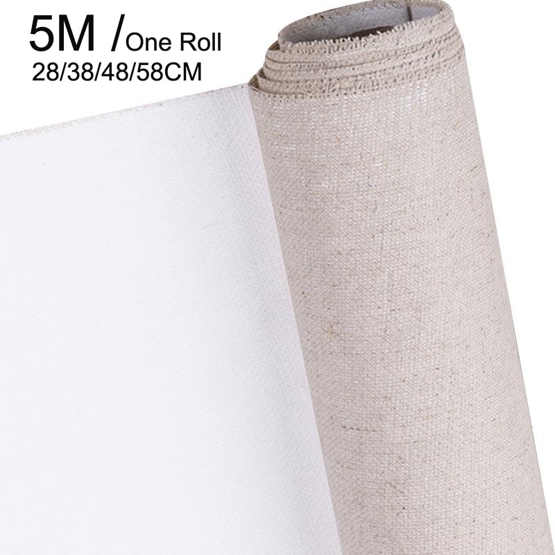 Medium Grain Blank Canvas for Painting Premium Linen Blend Primed Acrylic Oil Painting Canva Art Supplies for Artist 5M One Roll