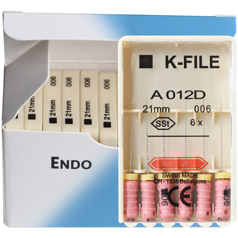 K-FILE Dental de acero inoxidable, limas de Endodoncia de uso manual, productos de laboratorio de odontología, 21/25/31mm, 10 paquetes/caja: Rojo claro
