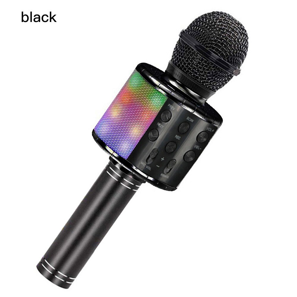 Bluetooth Wireless Microphone Speaker Handheld Microphone Karaoke Mic Music Player Singing Recorder KTV Microphone: Microphone Black