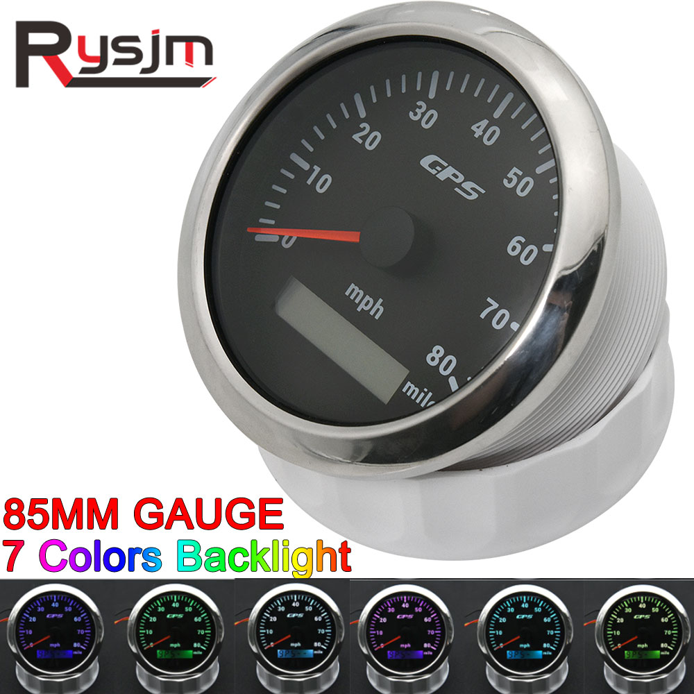 Universal Motorcycle Speed Meter Odometer Gauge Speed 85MM GPS Speedometer MPH Mile Odometer For Car Boat Truck UTV 7 Colors