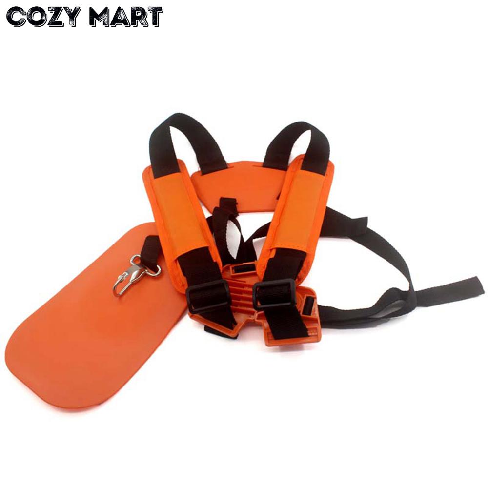 Double Shoulder Strap Grass Hedge Trimmer Brush Cutter Harness Belt Carry Hook Garden Safety Orange