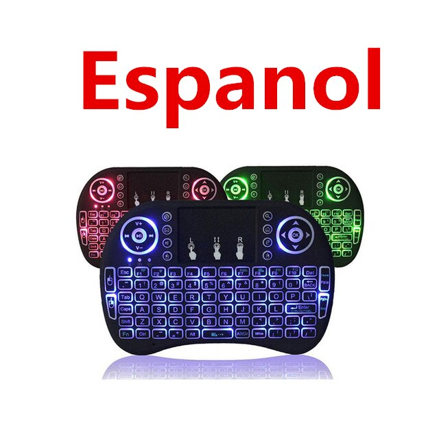 i8 Mini Wireless Keyboard 3 Colors Backlit 2.4ghz English Russian 3 Colour Air Mouse with Touchpad Remote Control Android TV Box: Spain backlight KB