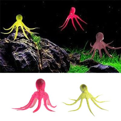 Artificial Octopus Aquarium Decoration Aquarium Fish Tank Landscaping Decor Glowing Effect Animal Plants Water Ornament