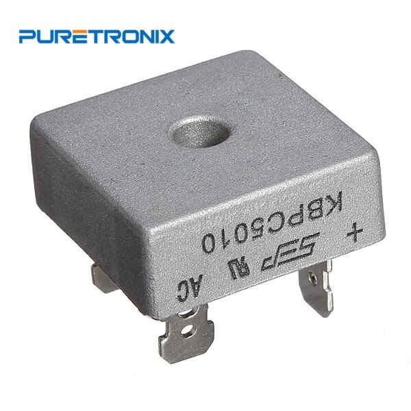 5 stk kbpc 5010 diode likeretterbro enkel 1kv 50a 4- stifts kasse kbpc