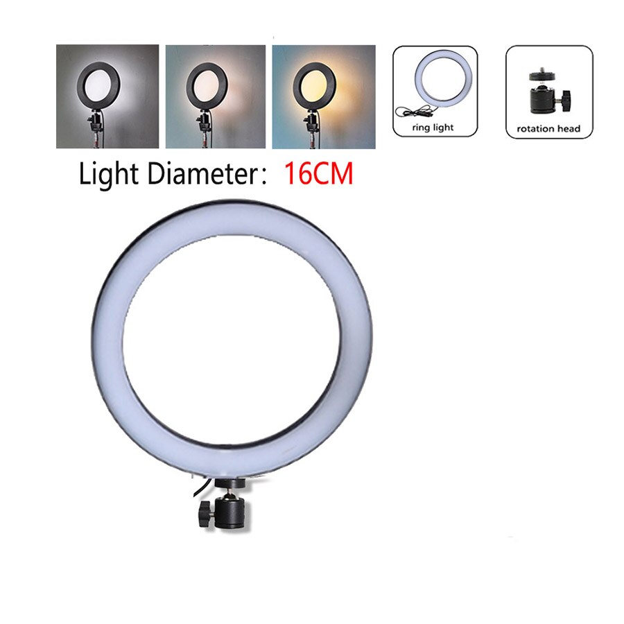 Mamen 33/26cm ringlamp met standaard voor telefoon, dimbare led selfie ringlamp met statief, usb selfie licht fotografie ringlamp: 16cm ringlicht