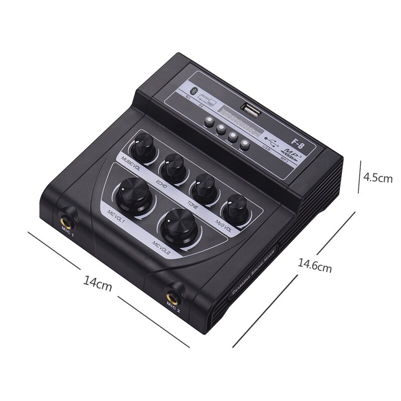 Bluetooth o dj mixer hjemmeblander udendørs mikrofonforstærker lille mixer med 2 mikrofon