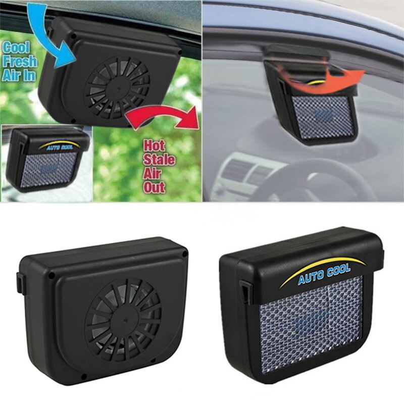 Solar Sun Power Energy Saving Car Ventilation Window Fan Auto Automatic Cooler Air Vehicle Radiator Ventilator Black Universal