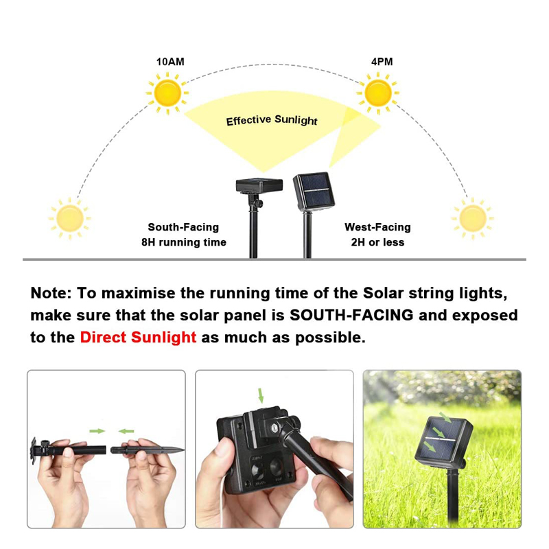 Guirnalda de luces solares para exteriores, luces de hadas impermeables para jardín con 8 modos de iluminación para Patio, árboles, decoración de de Navidad y boda