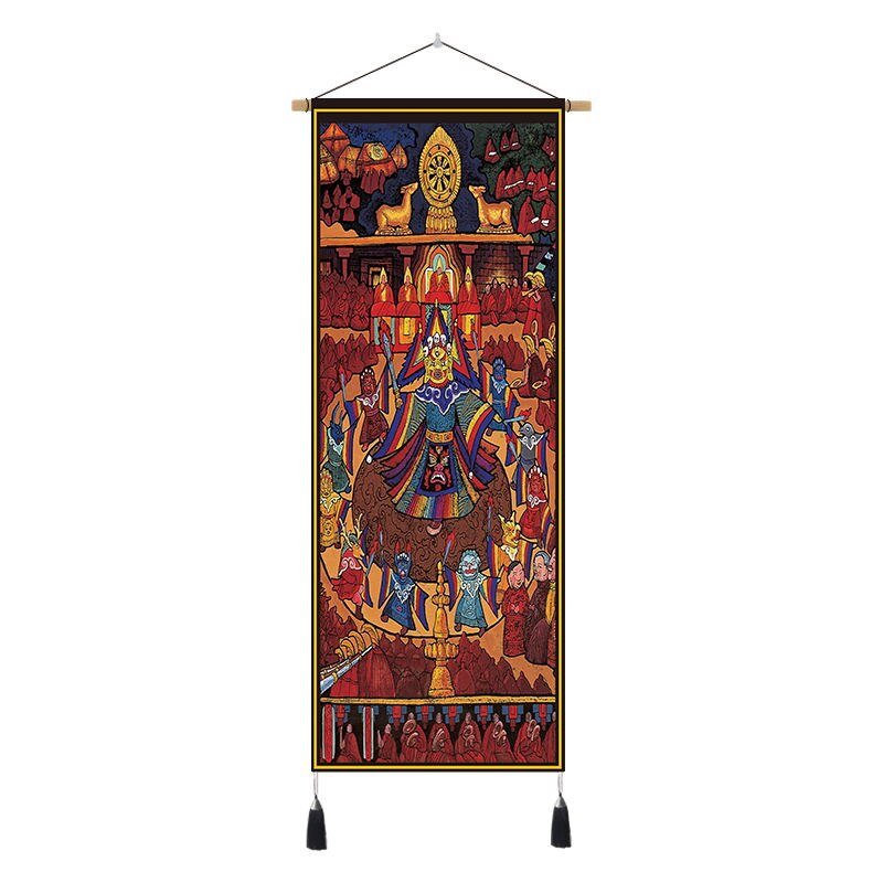Tibetan Art Hanging Tapestry Velvet Cloth Scroll Painting Wall Pictures Home Tibet Bedroom Art Ethnic Decorative Wall Tapestries: 47x120cm D