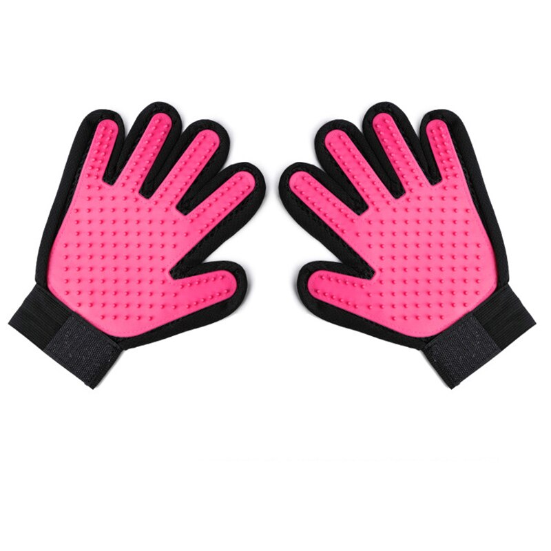 Hund Hundesalon Handschuh Silikon Katzen Pinsel Kamm Deshedding Haar Handschuhe Hunde Schlecht Reinigung Liefert Ebene Kämme: links Hand / Rosa