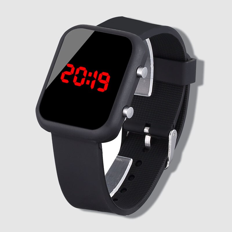 Brand Kids Watches Black Led Silicone Watch Boys Electronic Clock Children Watches Relogio Infantil Sports Wristwatch: Black