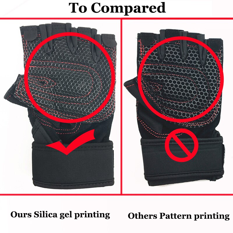 Weightlifting Gloves Men Women Gym Gloves with Wrist Wrap Support Body Building Fitness Exercise Crossfit Half Finger Gloves