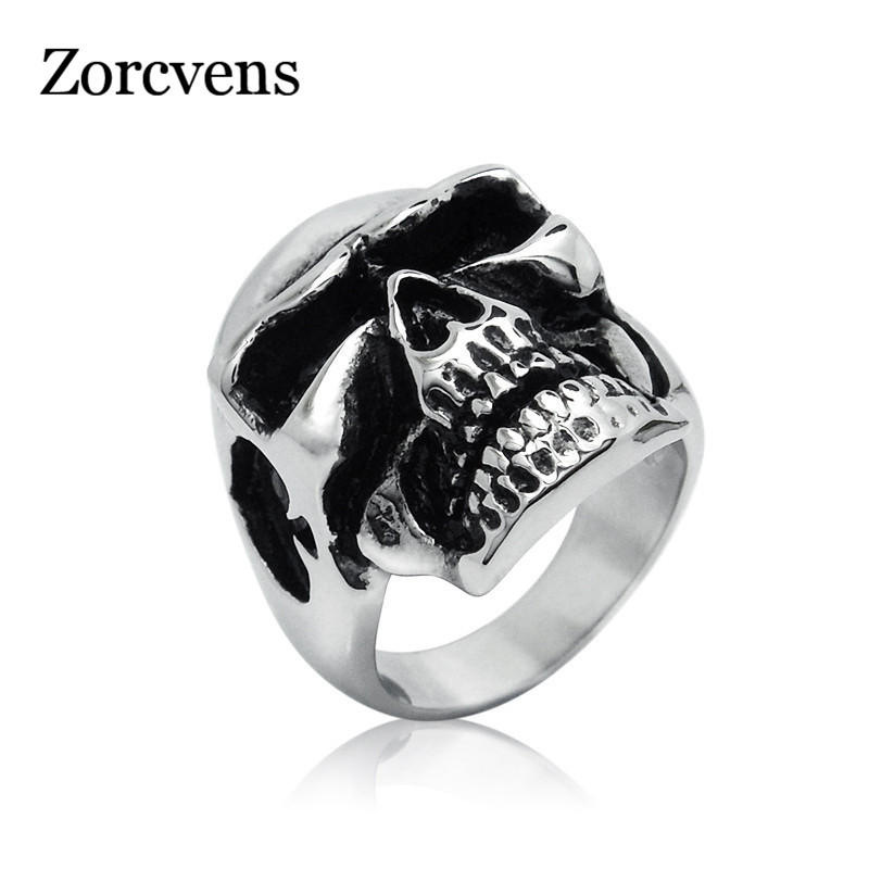 Zorcvens Gothic Heren Rvs Cool Skull Ring