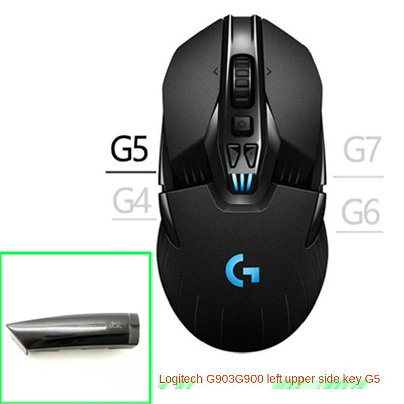 Accesorios para ratón Logitech G903/G900, receptor de botón lateral, contrapeso, cubierta trasera, cable USB, adaptador de rodillo, almohadilla de pie, juego completo: G903G900 G5