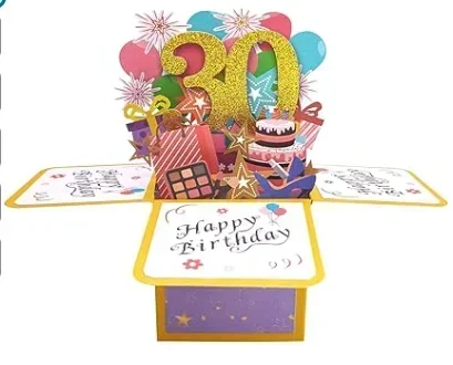 18/30/40/50/60th narodeninové priania, vtipná obálka, 3d vyskakovacie narodeninové priania, farebné kvetinové narodeninové priania: Bordová