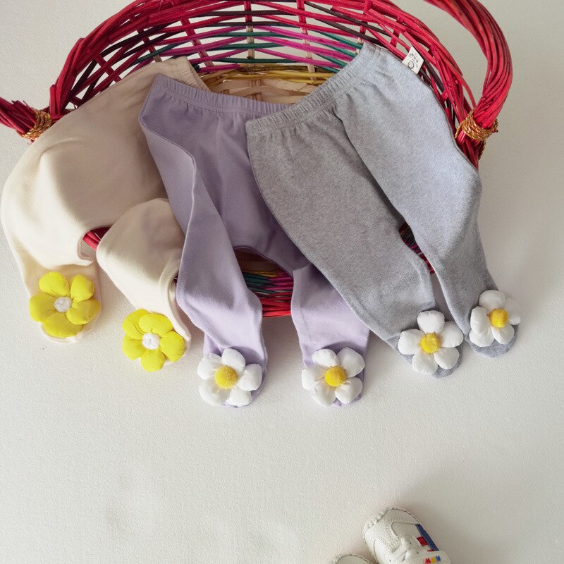 Baby leggings peuter meisjes katoenen broek lente herfst schattige kleur broeken buiten bloemen broeken 0-24 m