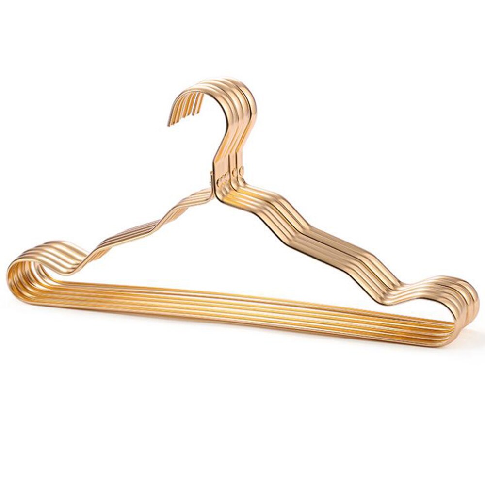 5 stks/set Closet Volwassen Rok Kleding Handdoek Magazijnstelling Aluminium Hanger Kast Ruimtebesparend Riem Kleerhanger: Golden Hanger