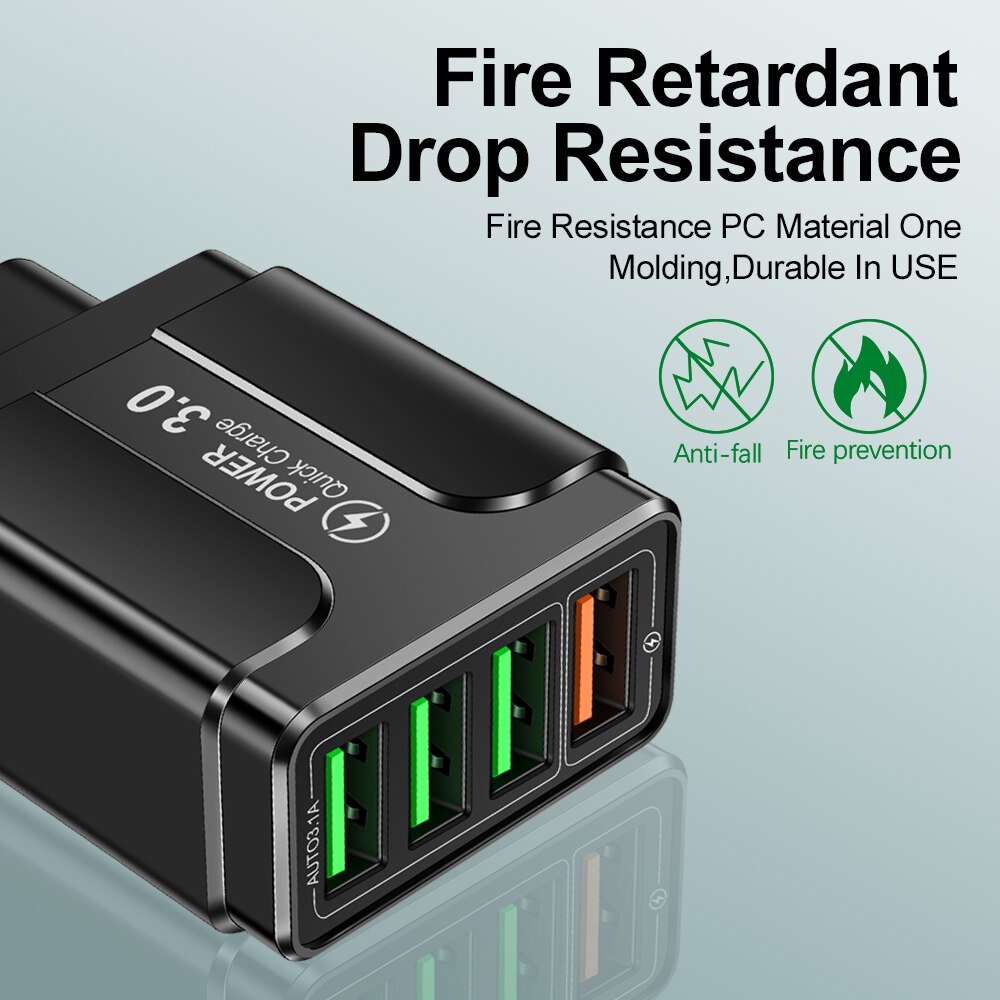 4 Usb Lader Зарядка Для Телефона Opladers Voor Iphone 12 Xiaomi Redmi Note 10 Fast Charger Voor Iphone Opladers Charger adapter