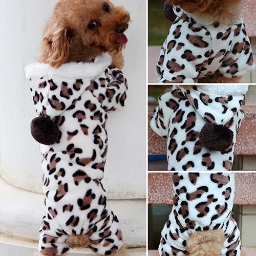 Luipaard Warm Winter Pet Dog Hoodie Winter Hond Kleding Jas Katoenen Jas Hond Puppy Kleding Hoodie Jumpsuit Pyjama Uitloper Jas