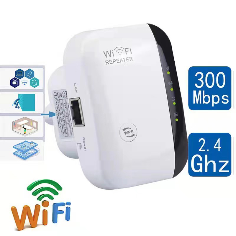 300m Wifi Repeater US EU Plug Signal Amplifier Extended Network Enhancer Home Router Through The Wall Bedroom Receive Moving