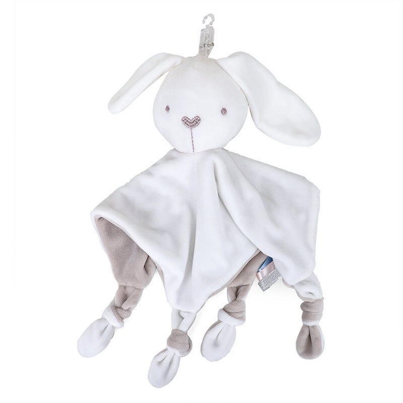 Tegneserie blød beroligende håndklæde baby dyr lommetørklæde med ring papir sikkerhed tæppe baby håndklæde legetøj dukke elefant kanin rangle: Kanin