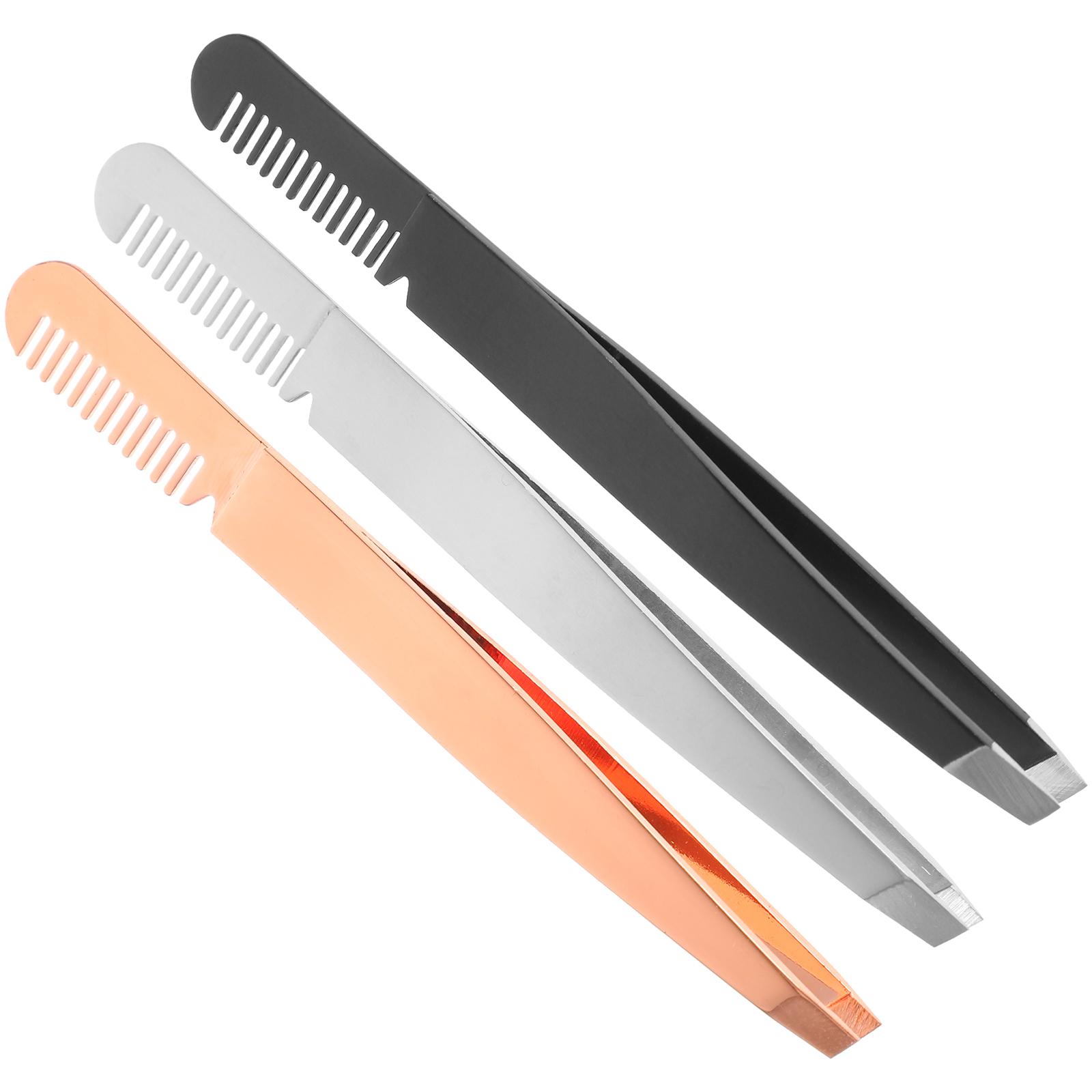 3 Pcs Eyebrow Clamp Comb Multipurpose Tweezers Shaping for Women Lash Stainless Steel Eyebrows Miss Forceps