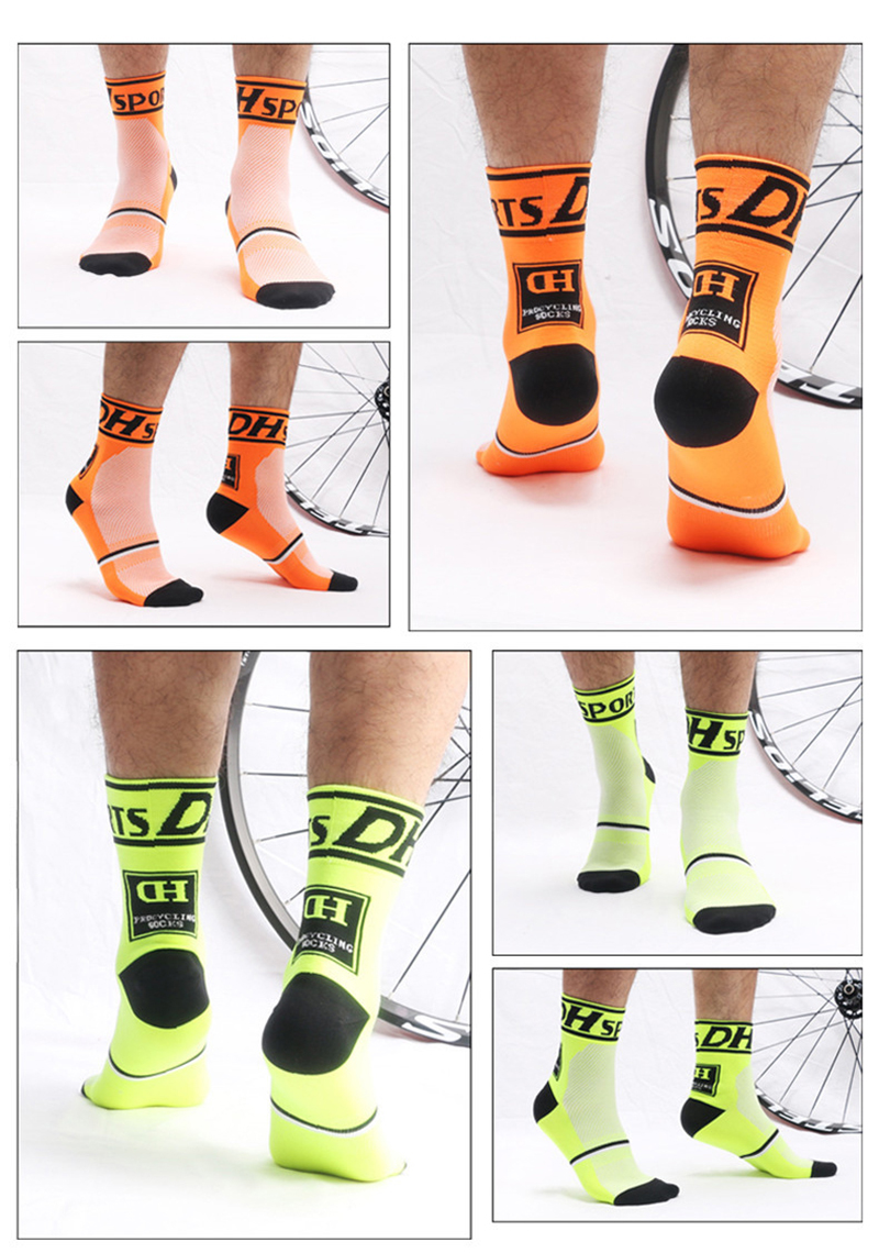 Dh Unisex Sport Fietsen Sokken Top Professionele Sport Sokken Ademend Outdoor Sport Fietsen Sok Racing Sokken