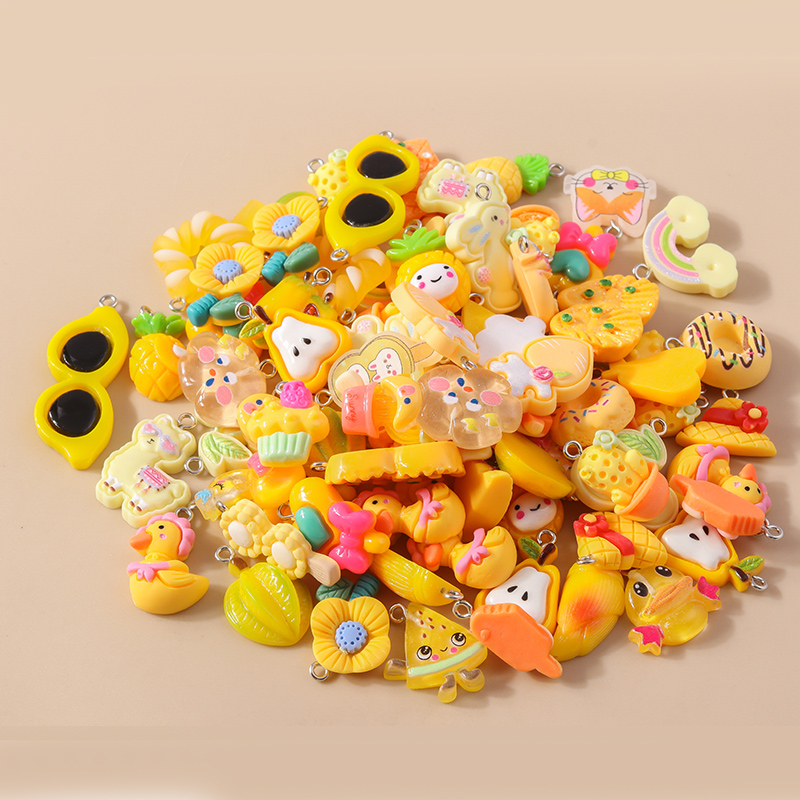 Dijes de resina con forma de corazón y Flor de Animal para pendientes, colgantes de collar hechos a mano, accesorios para hacer joyas, 10 piezas, 6 colores mezclados