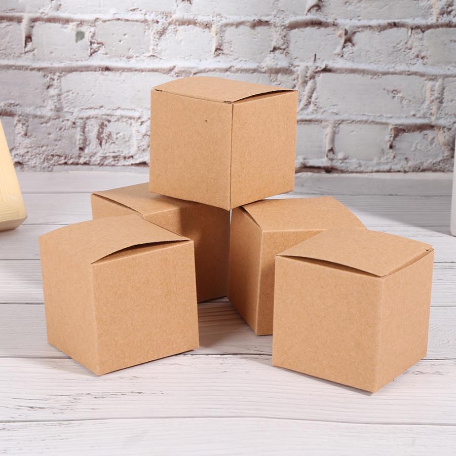 50PCS Mini Suitcase Candy Boxes Kraft Paper Box Folding Retro Boxes Craft Carton Set for Christmas Wedding Party