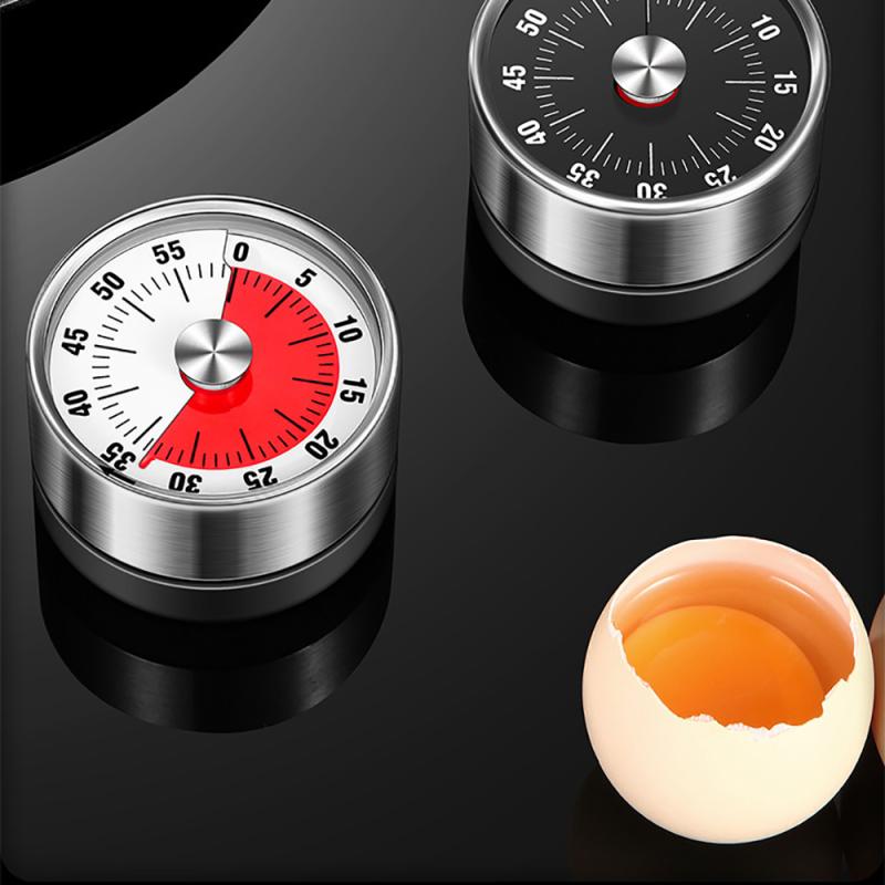 Stainless Steel Visual Timer Mechanical Kitchen Timer Mechanical Round Countdown Magnetic Clock Timer with Loud Alarm 60 Minute