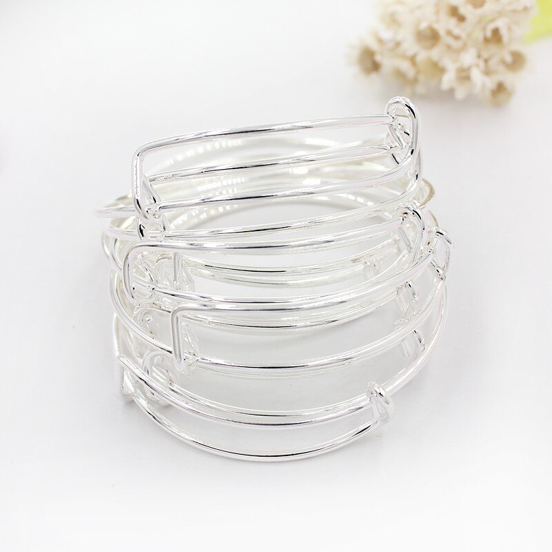 Lot 10pcs Cheap Expandable Wire Bracelets Bangles for Women Kids 50/58/65mm DIY Jewelry Making Chic