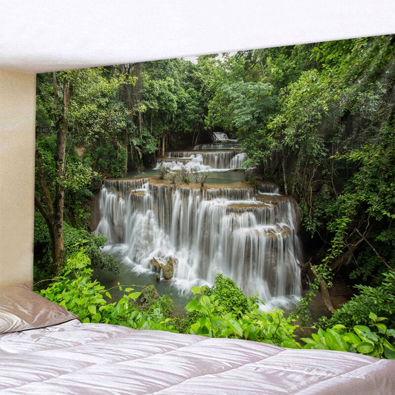Hermoso paisaje de cascada de impresión de gran tapiz de pared barato hippie tapices de pared bohemio tapiz mandala de pared tapices