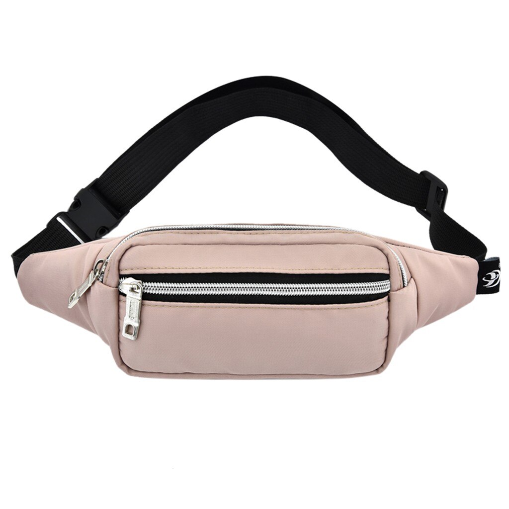 Pure Kleur All-Match Simple Vrouwen Heuptas Outdoor Sport En Vrije Tijd Draagbare Multifunctionele Borst Tas Telefoon Zak # P30: Roze