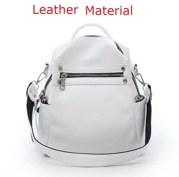 2020 nova mochila de couro feminino pano de náilon zíper pequeno bagpack sacos escolares casuais para meninas adolescentes viagem de volta pacote dg383: Leather white