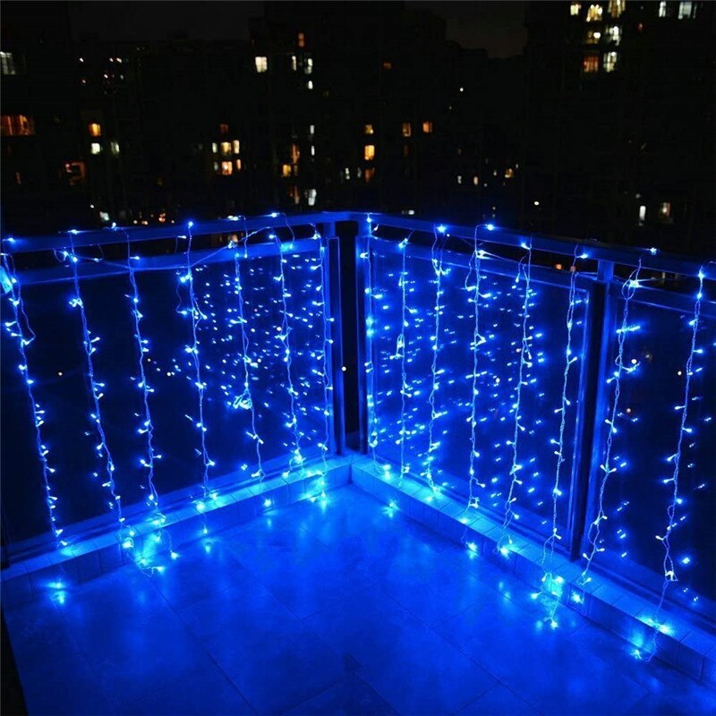 Christmas Decoration 8-24M LED Curtain Icicle String Lights Droops 0.6M Garland for Wedding year: Blue / 0-5W / K