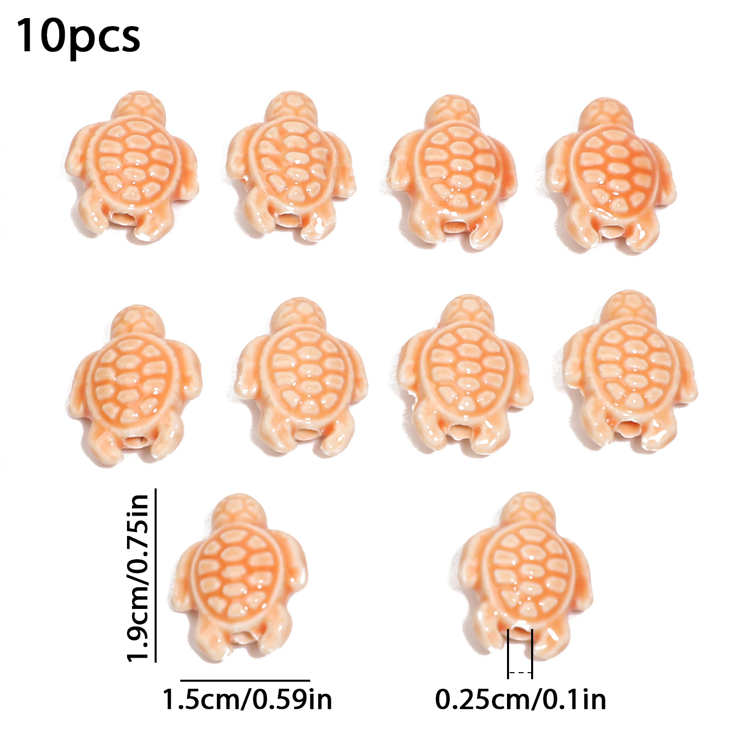 10 Uds. De cuentas coloridas mezcladas de tortuga marina, cuentas espaciadoras de cerámica esmaltadas florales, joyería para hacer DIY, collar, pendiente, pulsera, 19x15mm: YELLOW