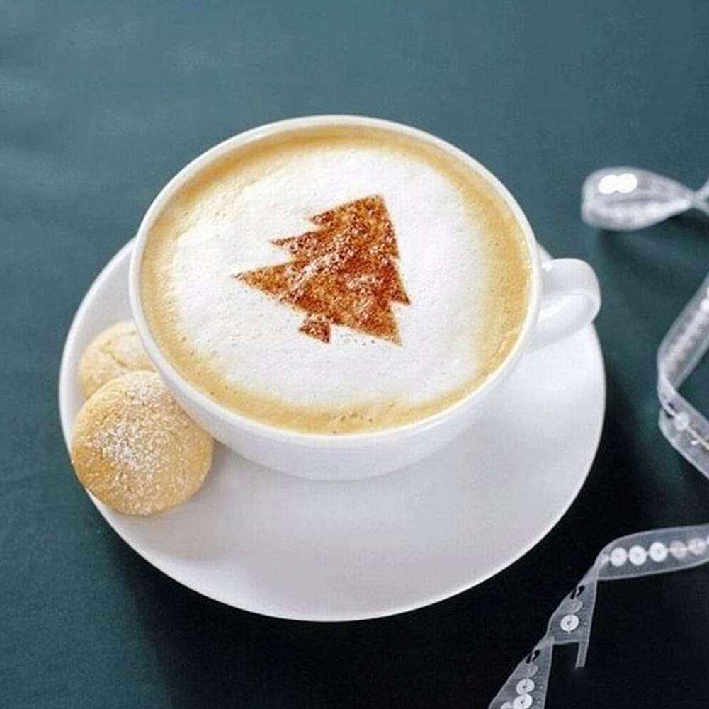 Fødevarekvalitet pp plast 16 stk gør-det-selv kaffe stencils latte cappuccino form kunst bage stencils skabelon restaurant værktøjer