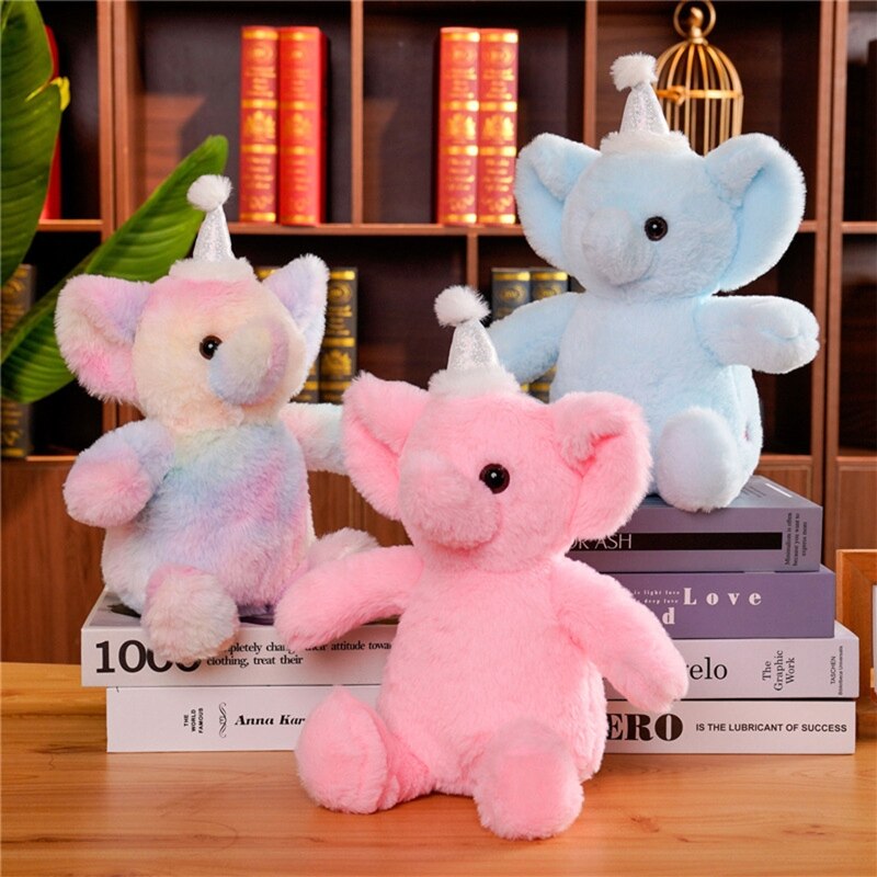 30cm Charm Light Up Elephant Plush Animal LED Doll Glow in the Dark Home Decor Window Display Preschool Favor 85DE