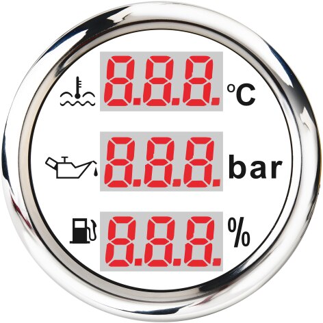 3 In 1 Multifunctionele Water Temperatuur Meter Oliedrukmeter Voltmeter Rode Backlight Met Alarm 0-10 Bar Water temp Meter: BS