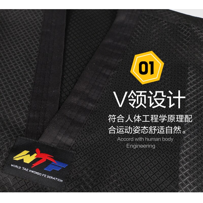 Czarny taekwondo jednolite taekwondo dobok wtf taekwondo ubrania dobok jednolity pas dobok taekwondo darmowa wysyłka