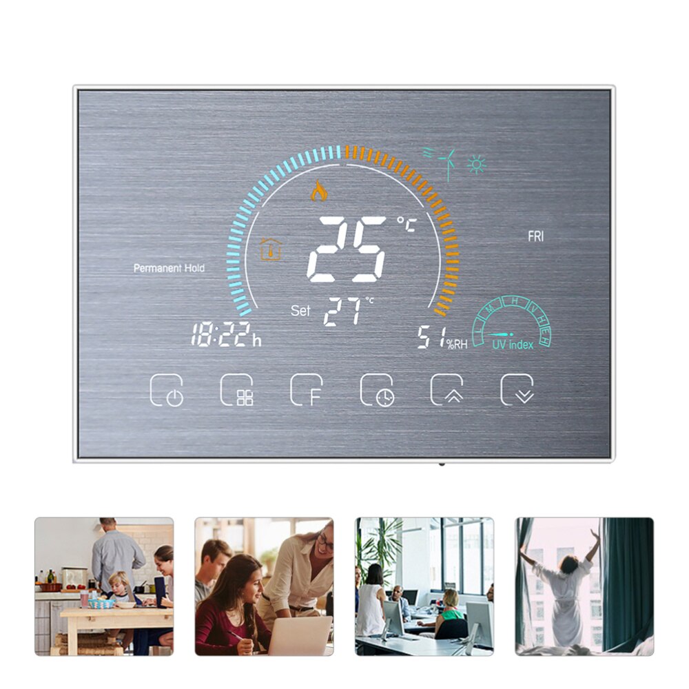 1 Set Smart Thermostaat Standaard Vloerverwarming Thermostaat Digitale Thermostaat: Silver