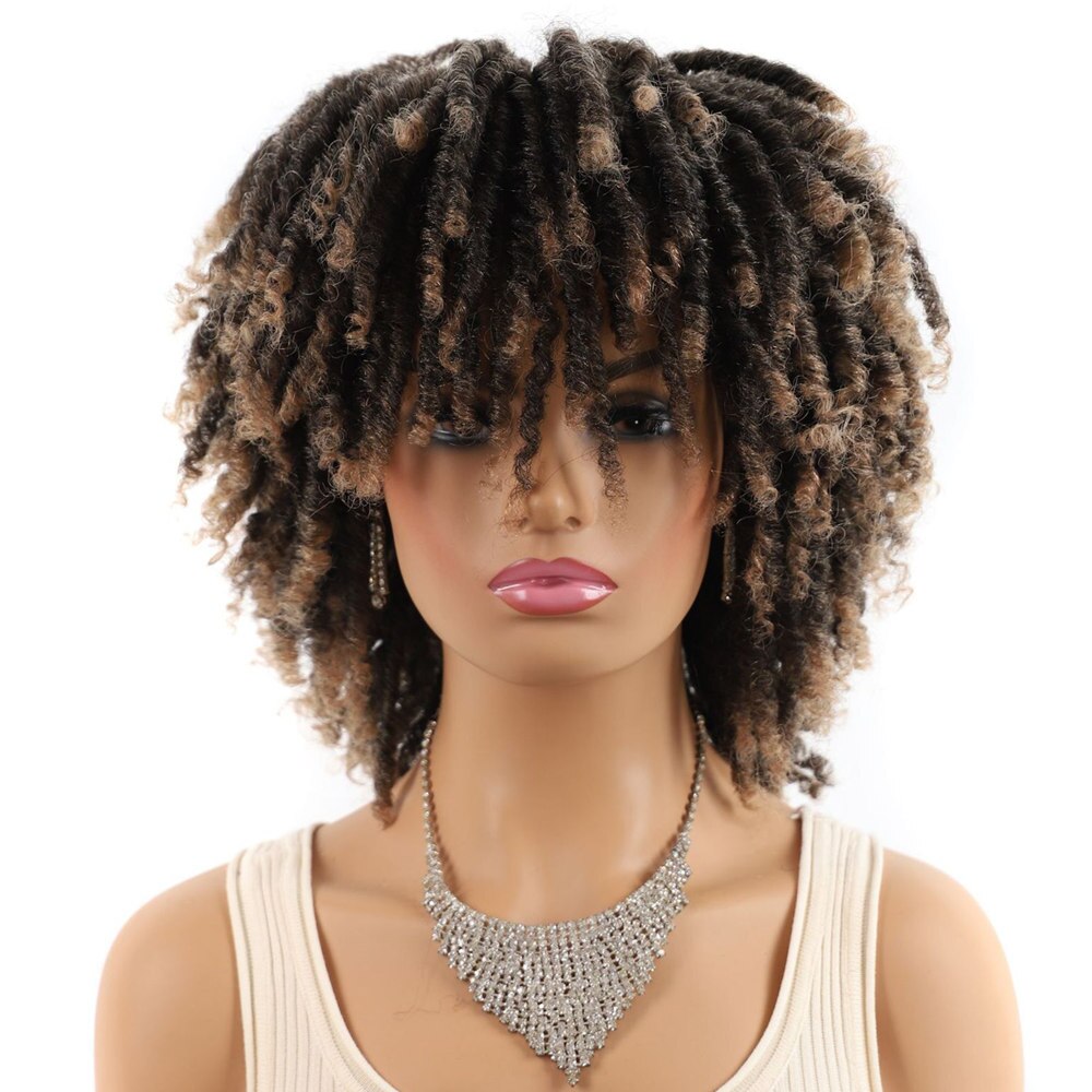 GURUILAGU Dreadlock Hair Wig Synthetic Wigs for Black Women High Temperature Fiber African Braided Wigs Black Blonde Wigs Women: 1BT27