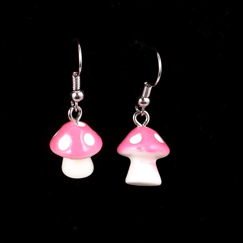 Boucles d'oreilles pendantes en forme de champignon pour femmes et filles, bijoux mignons faits à la main, 8 couleurs, 1.2x3.3cm, petits: 7