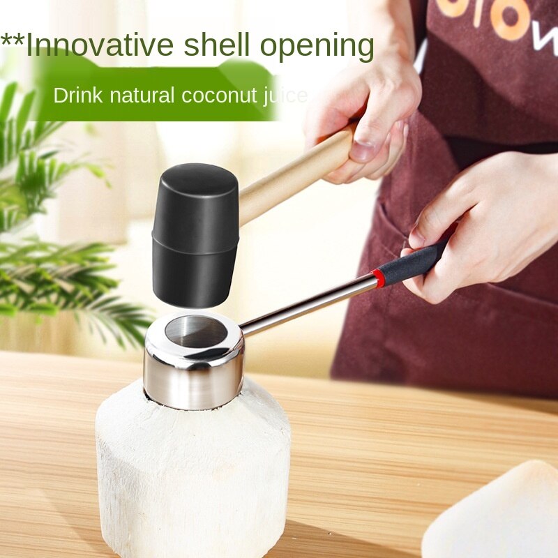 Coconut Knife Tool Set 304 Stainless Steel Coconut Opener Coconut Meat Planer Hammer Large Diameter Coconut Suction Hole