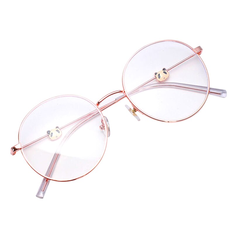 Cute 3D Panda Glasses Anti-Blue Light Anti-Radiation Glasses Round Shaped for Women TC21: Rose Gold