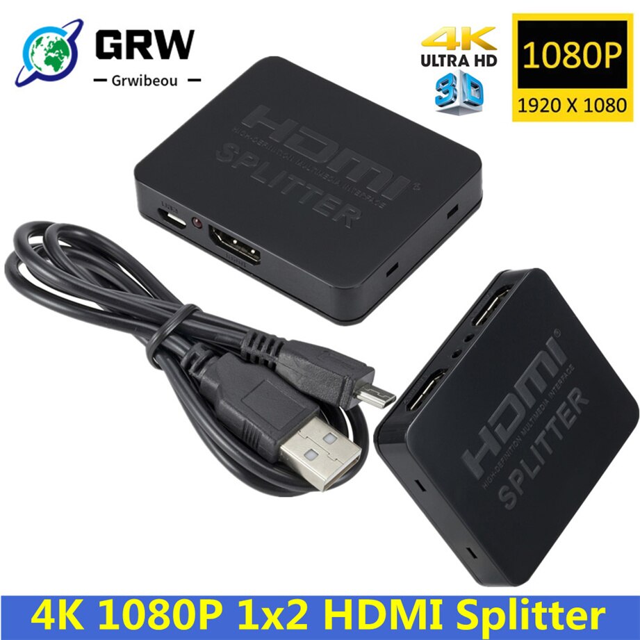 Hdmi Splitter 1 In 2 Uit 1080P 4K 1X2 Stripper 3D Splitter Power Signaalversterker 4K Hdmi Splitter Voor Hdtv Xbox PS3