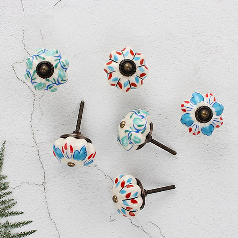 Handgeschilderde Keramische Lade Handvat Handgemaakte Kunst Enkele Gat Geschilderd Handvat Kast Kledingkast Deurklink Enkel Gat