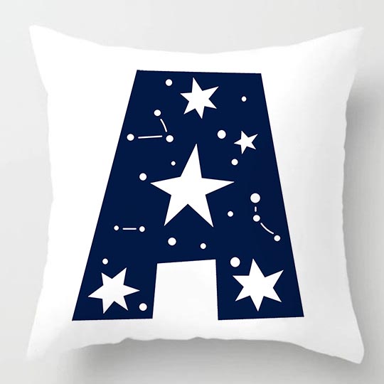 Ruimte Alfabet Kussenhoes Constellatie Beddengoed Sterren Kussen Monogram Kussen Nursery Kussens Boys Room Decor