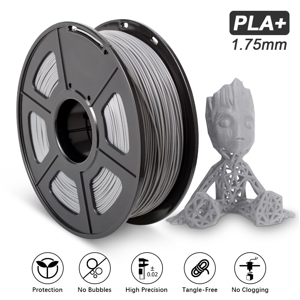 Filament d'imprimante 3D 1kg PLA Plus PLA + dureté élevée qui respecte l'environnement 1.75mm tolérance +/-0.02mm matériel d'impression 100% aucune bulle: PLA PLUS  GREY