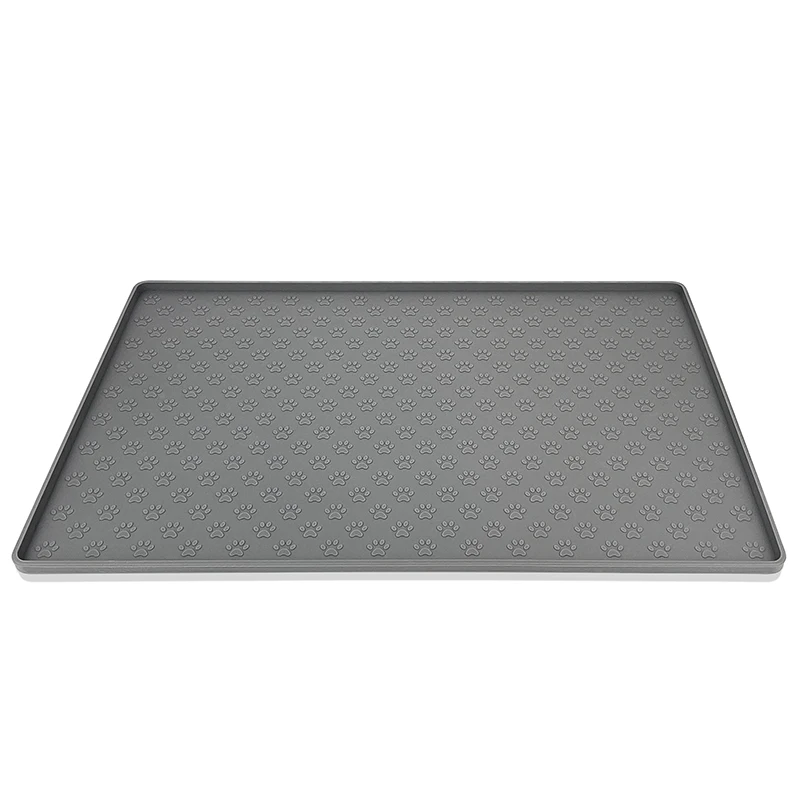 Napperon pour animaux de compagnie bol de nourriture pour chien tapis d'alimentation pour chat tapis d'alimentation pour chien chat napperon d'alimentation en Silicone imperméable pour animaux de compagnie bol tapis d'alimentation: M / GRIS